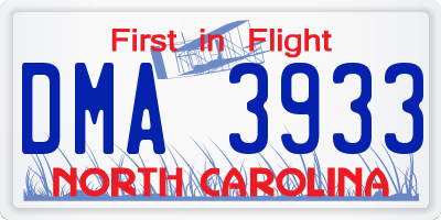NC license plate DMA3933