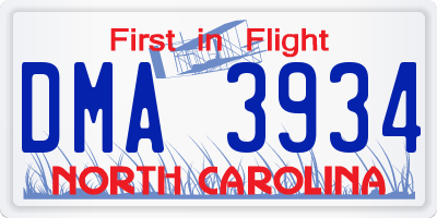 NC license plate DMA3934