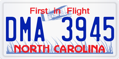 NC license plate DMA3945