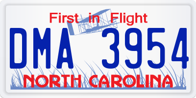 NC license plate DMA3954