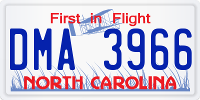 NC license plate DMA3966