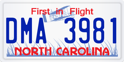 NC license plate DMA3981