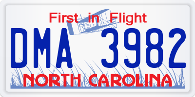 NC license plate DMA3982