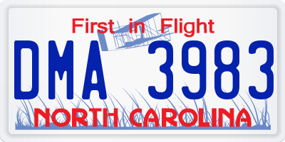 NC license plate DMA3983