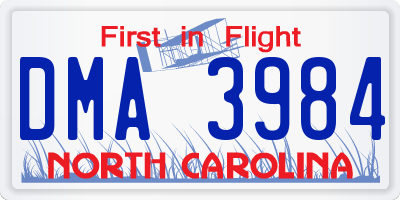 NC license plate DMA3984