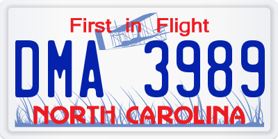 NC license plate DMA3989