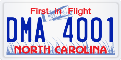 NC license plate DMA4001