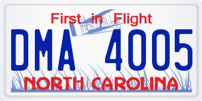 NC license plate DMA4005