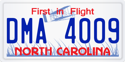 NC license plate DMA4009