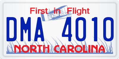 NC license plate DMA4010