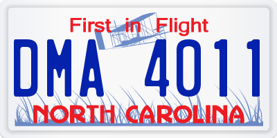 NC license plate DMA4011