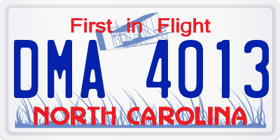 NC license plate DMA4013