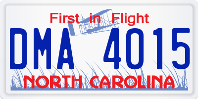 NC license plate DMA4015