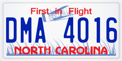 NC license plate DMA4016