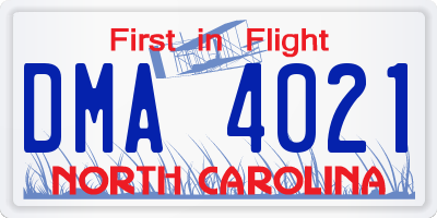 NC license plate DMA4021