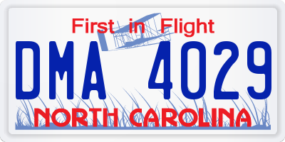 NC license plate DMA4029