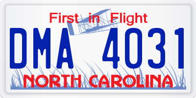 NC license plate DMA4031