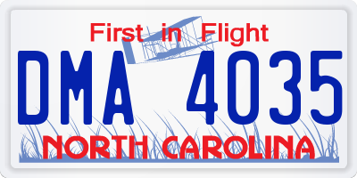 NC license plate DMA4035