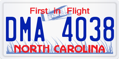 NC license plate DMA4038