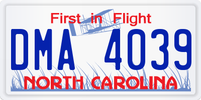 NC license plate DMA4039