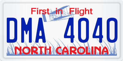 NC license plate DMA4040