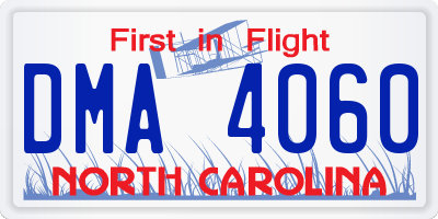 NC license plate DMA4060
