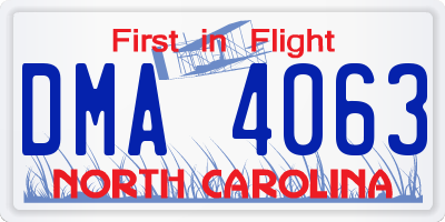 NC license plate DMA4063