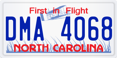 NC license plate DMA4068
