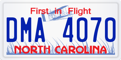 NC license plate DMA4070