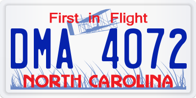 NC license plate DMA4072