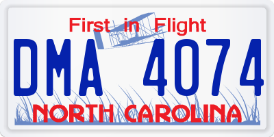 NC license plate DMA4074