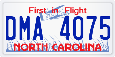 NC license plate DMA4075