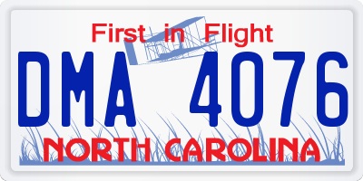 NC license plate DMA4076