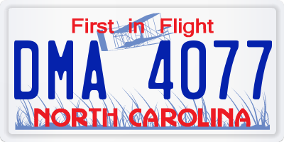 NC license plate DMA4077