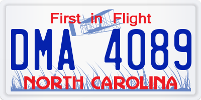 NC license plate DMA4089