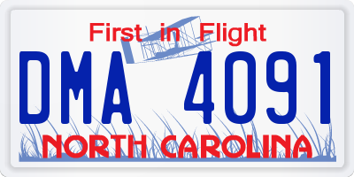 NC license plate DMA4091