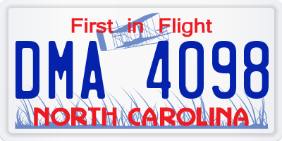 NC license plate DMA4098