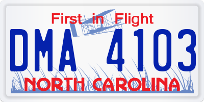 NC license plate DMA4103