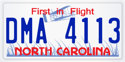 NC license plate DMA4113