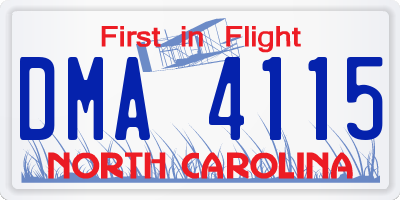 NC license plate DMA4115