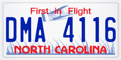 NC license plate DMA4116