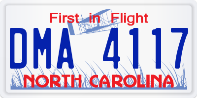 NC license plate DMA4117