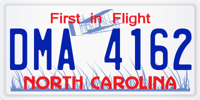 NC license plate DMA4162