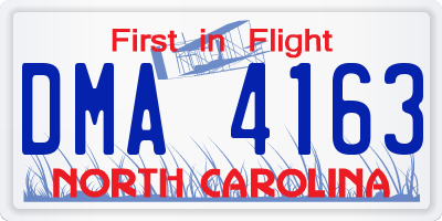 NC license plate DMA4163