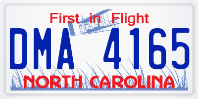 NC license plate DMA4165