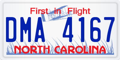 NC license plate DMA4167