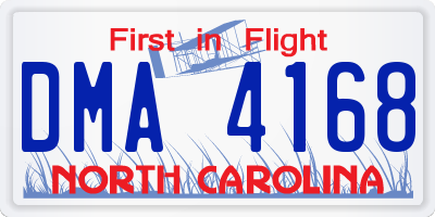 NC license plate DMA4168