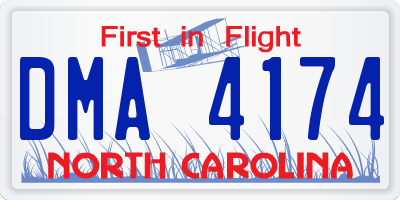 NC license plate DMA4174