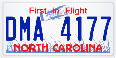 NC license plate DMA4177