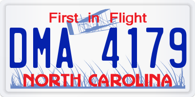 NC license plate DMA4179